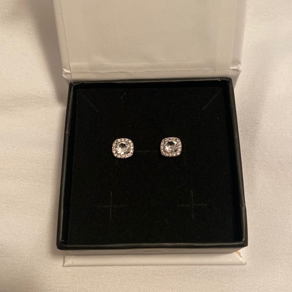 Jewelry - Cate & Chloe Ruth 18k White Gold Plated Halo Studs with Swarovski Crystals